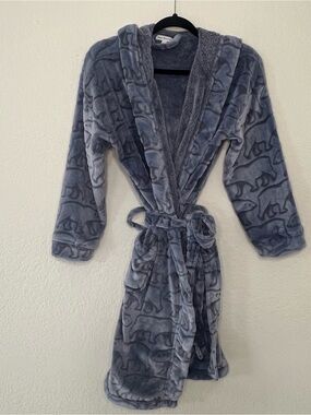 Vera Bradley Blue Textured Fleece Robe Soft Merry Beary Women’s Small / Medium
